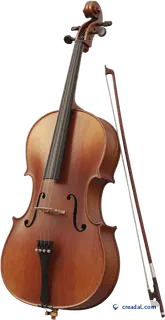 Wooden cello with bow