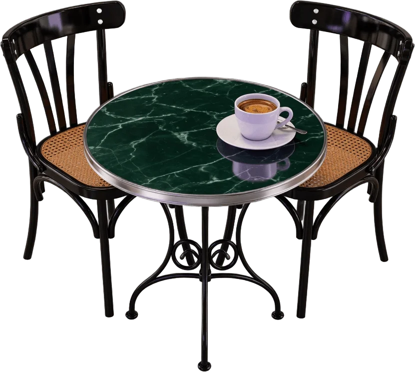 Mesa de bistrô e espresso