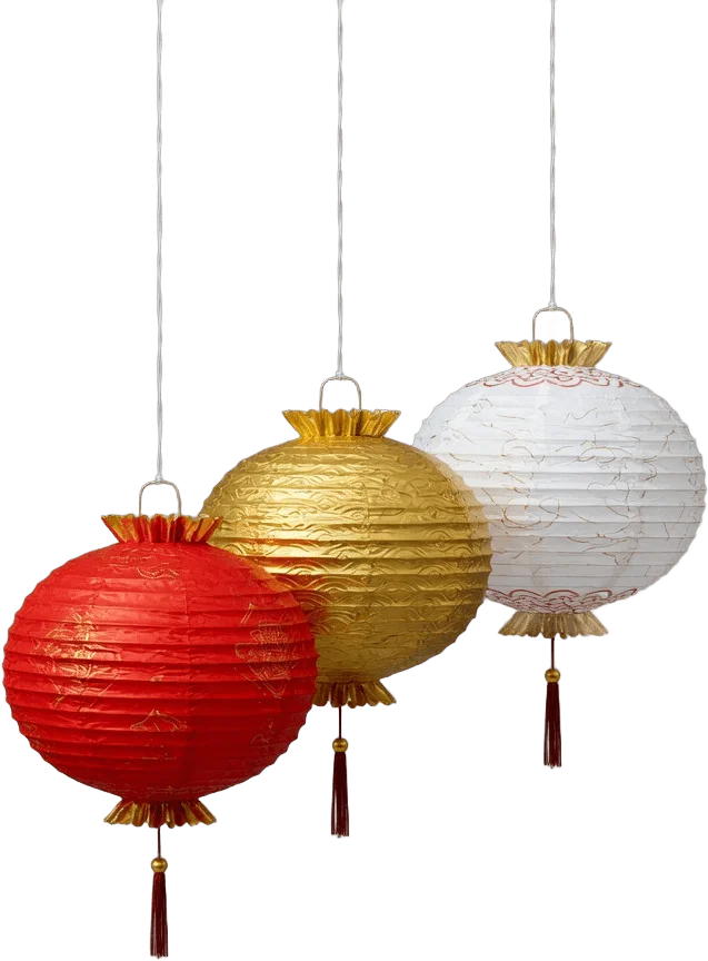 Three Hanging Paper Lanterns