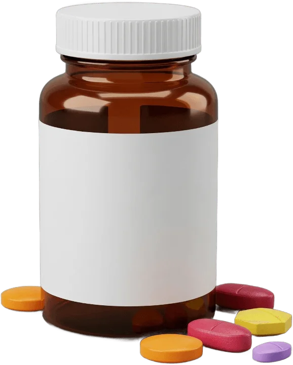Flacon de vitamines ambré