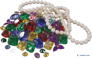 Colorful gems and pearls