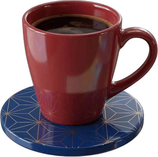 Coffee mug and coaster