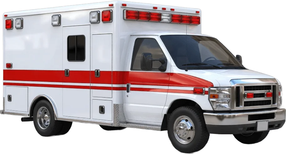 White emergency ambulance