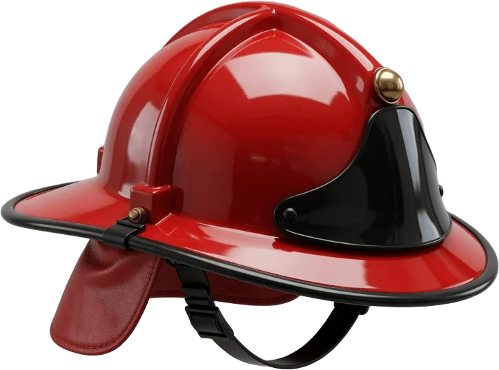 Casque rouge de pompier