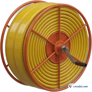 Yellow fire hose reel