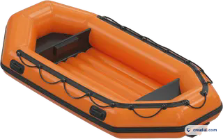 Orange inflatable rescue boat