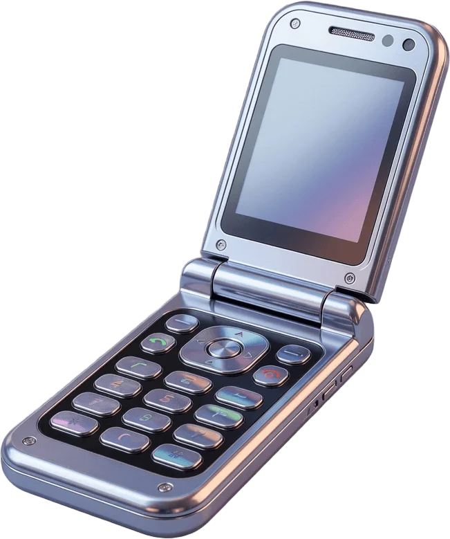 Open Silver Flip Phone