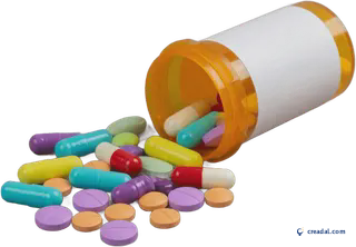 Colorful pills bottle