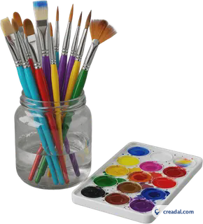 Paintbrushes and palette