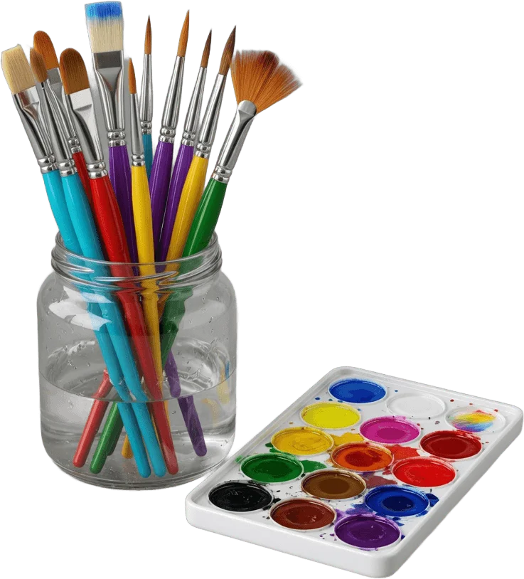 Paintbrushes and palette