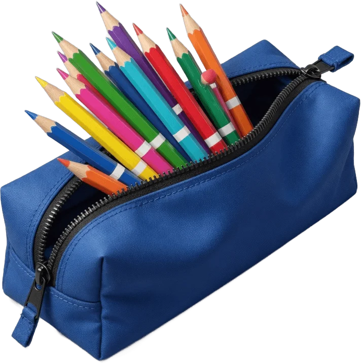 Blue fabric pencil case