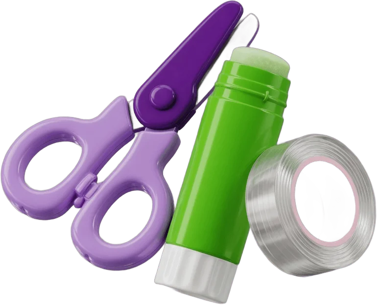 Scissors glue and tape