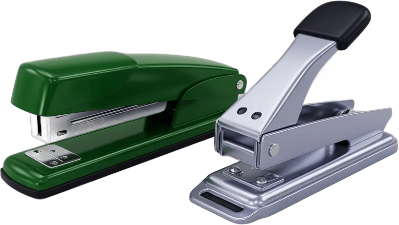 Green stapler and punch