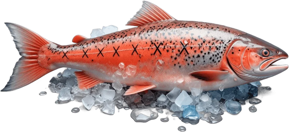 Raw Salmon on Ice