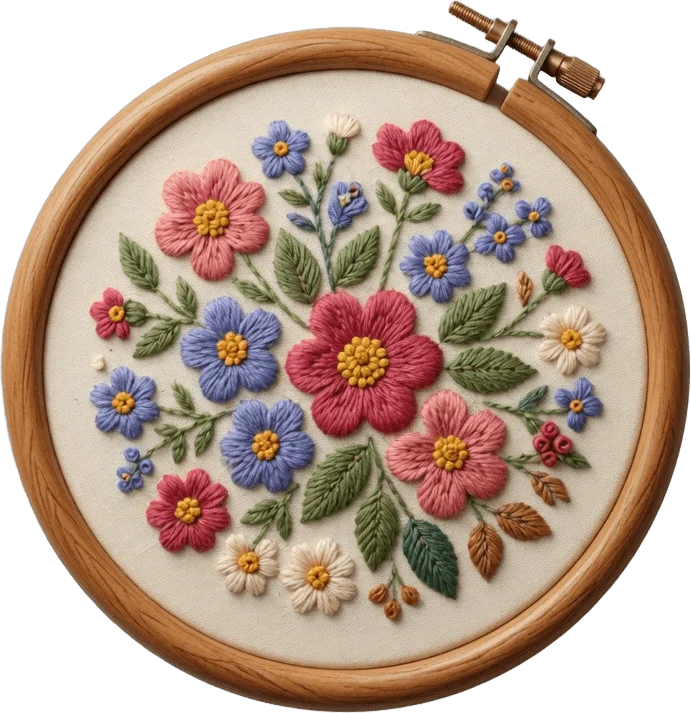 Cerceau à broderie fleuri