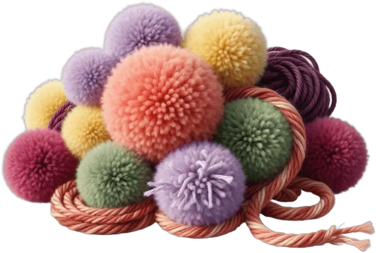 Fluffy Pom-Poms and Yarn