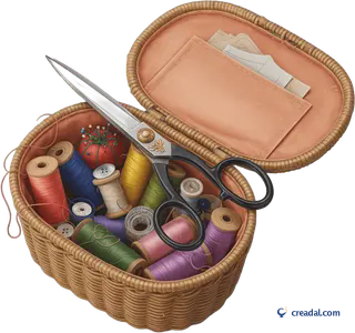 Panier de couture ouvert