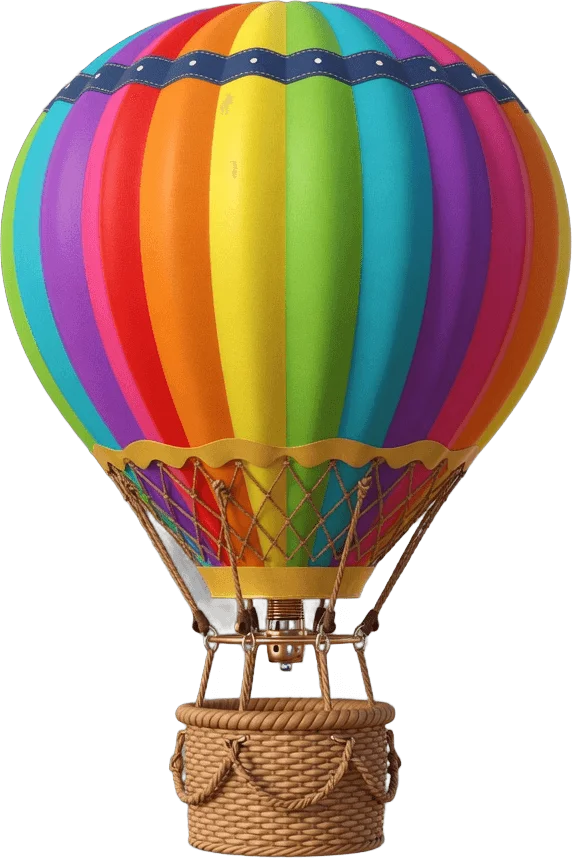 Montgolfière rayée colorée