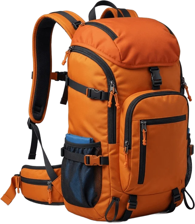 Orange hiking backpack
