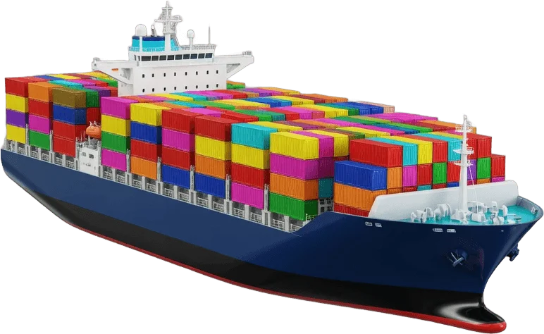 Colourful container ship