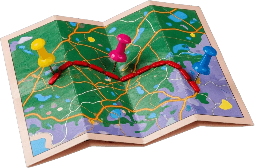 Folded route map