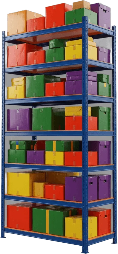 Tall warehouse shelving