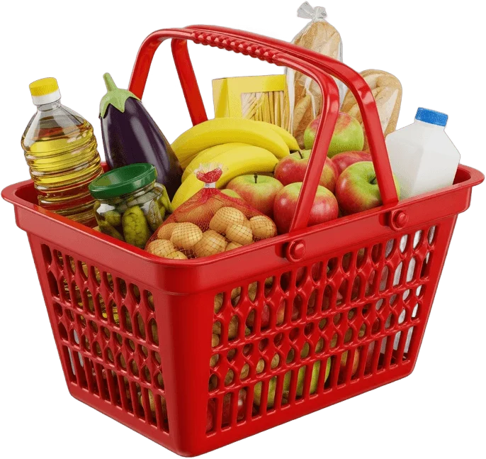 Cesta vermelha de compras