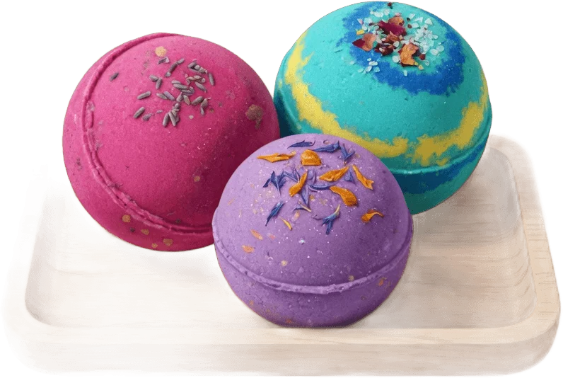 Colourful bath bombs
