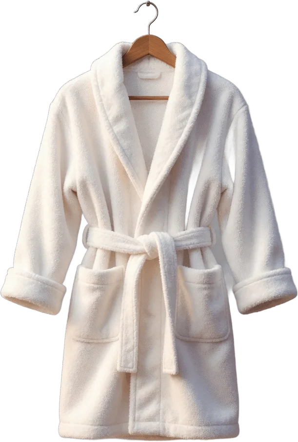 White Fluffy Bathrobe