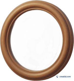 丸い木枠の鏡