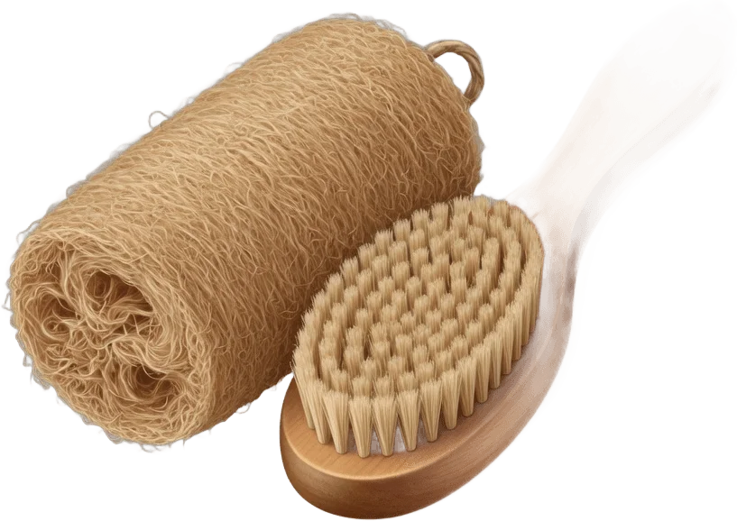 Luffa und Badebürste
