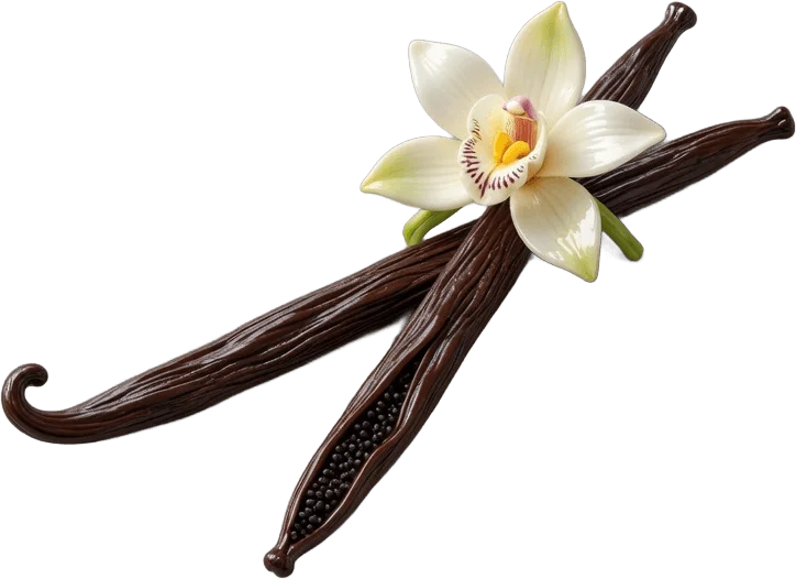 Vanilla pods and flower
