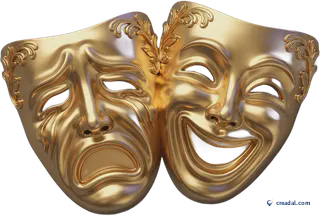 Golden theatre masks
