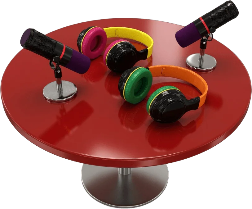 Round podcast table