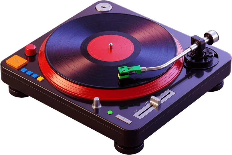 DJ turntable with vinyl