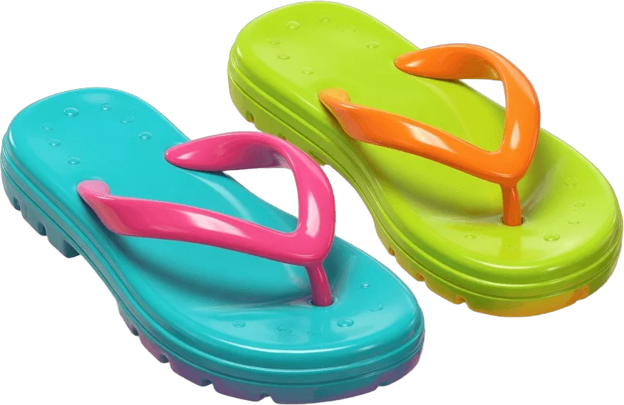 Colourful rubber flip flops