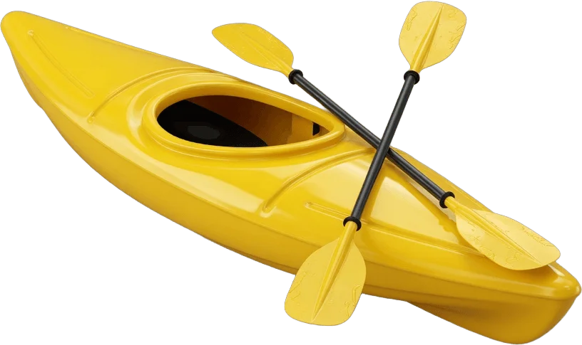 Caiaque amarelo e remos