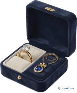 Open navy jewelry box