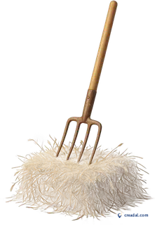 Pitchfork in hay
