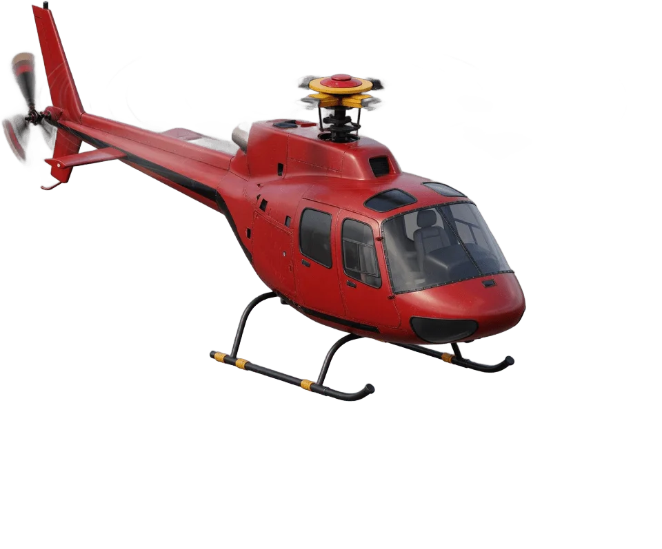 Red rescue helicopter