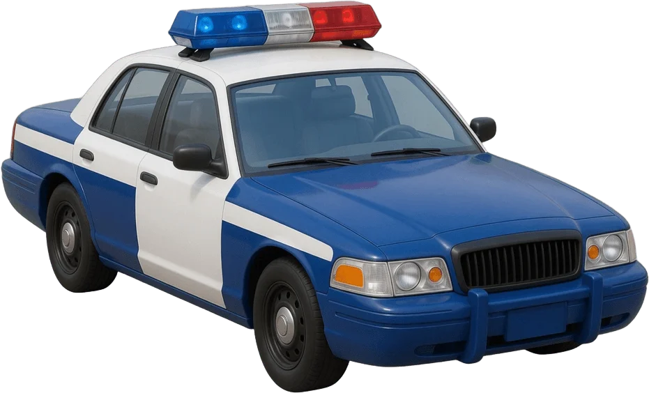 Blue White Police Car