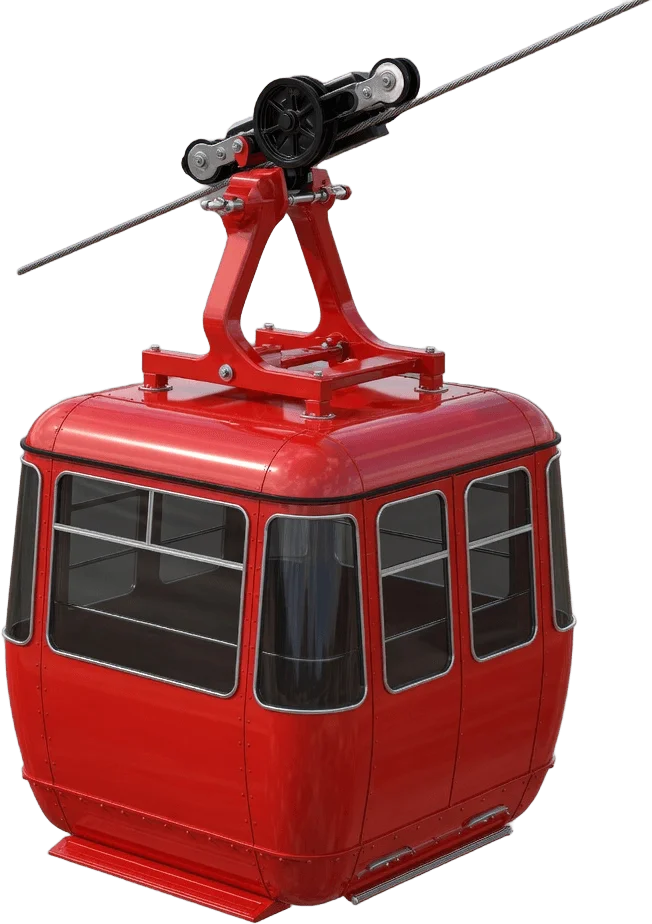 Red cable car gondola