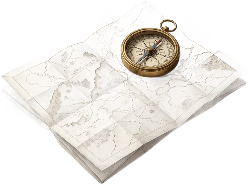 Folded map compass