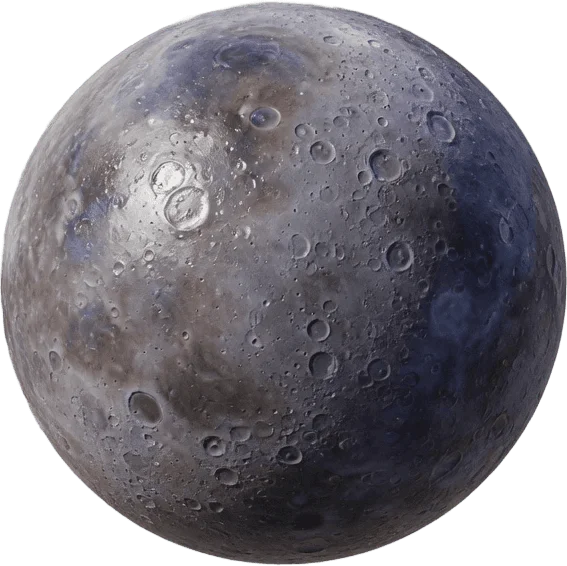 Grey cratered Mercury