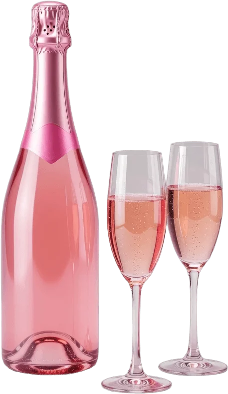 Champagne Rose et Verres