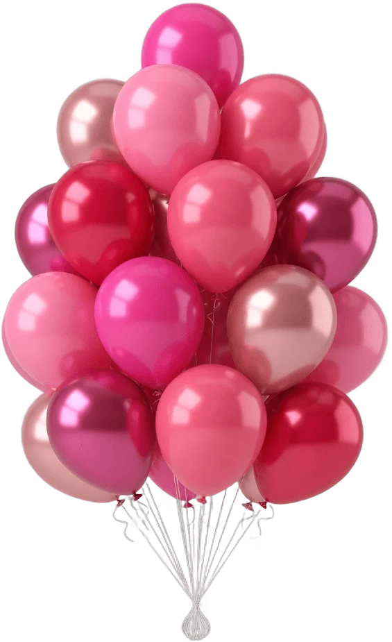 Ballons roses et rouges