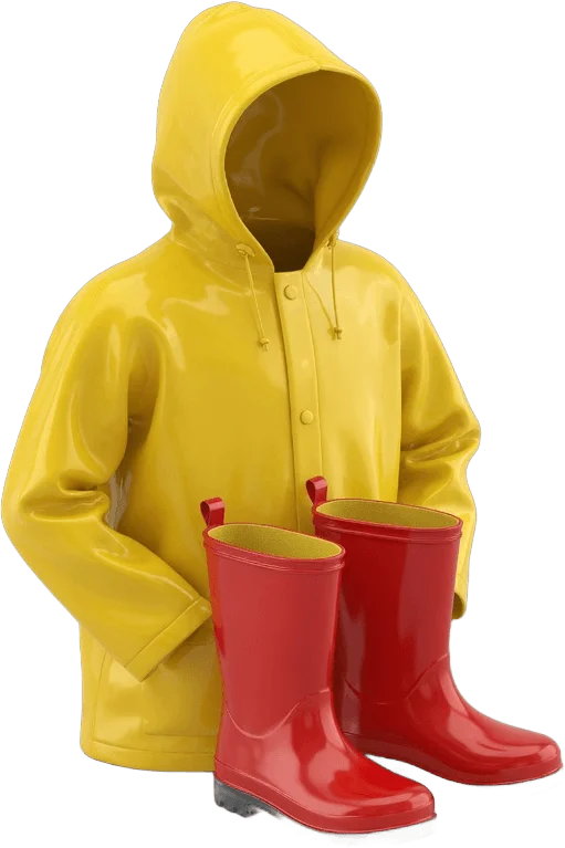 Imperméable jaune et bottes
