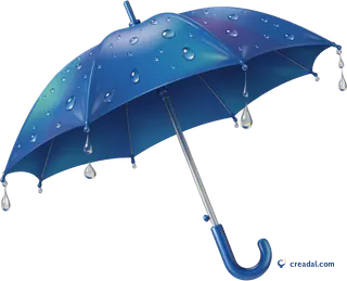 Open blue umbrella