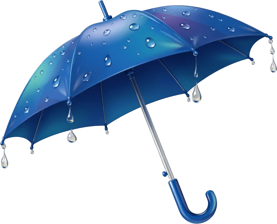 Open blue umbrella