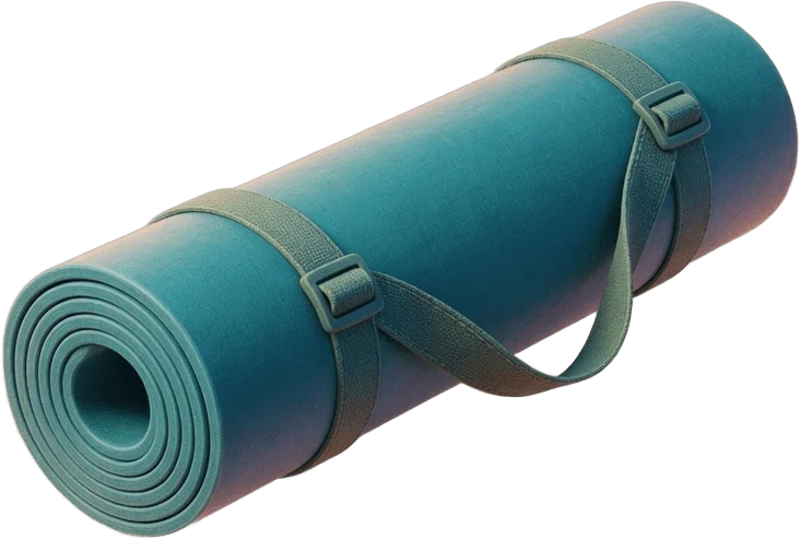 Rolled teal yoga mat